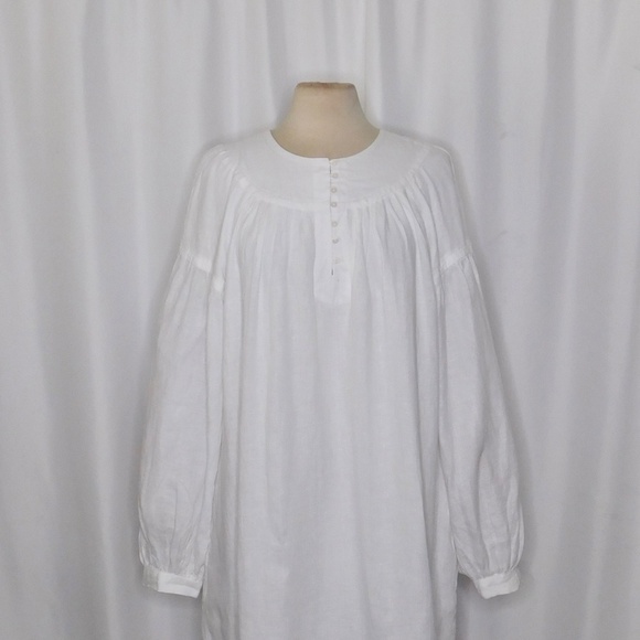 NWT!! J. CREW Gathered Popover Linen Dress Solid White Vacation Large Tall LT - Picture 4 of 15